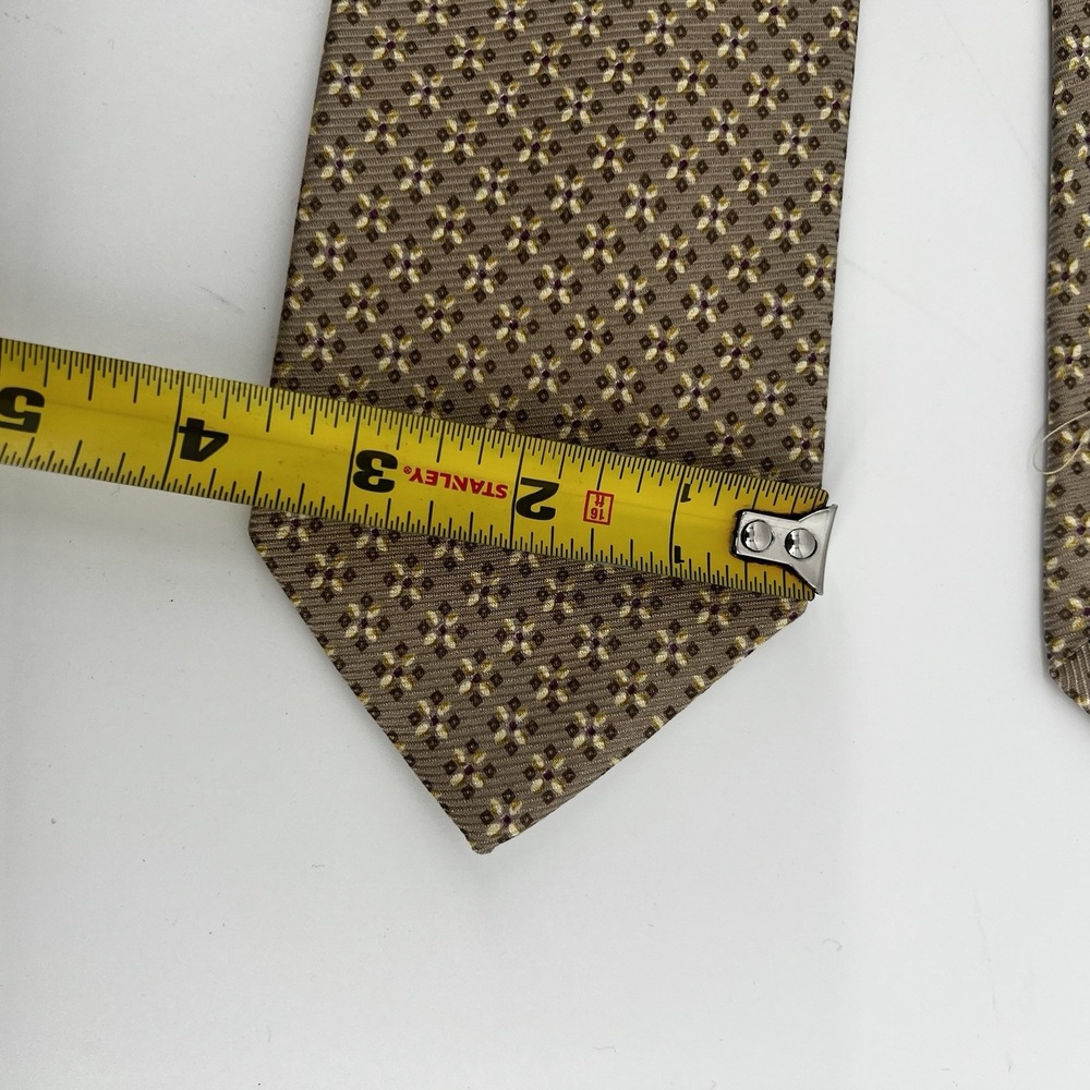 Ermenegildo Zegna 100% Silk Tie Brown Geometric‎ Pattern 3.5" Made In Italy - Picture 7 of 7
